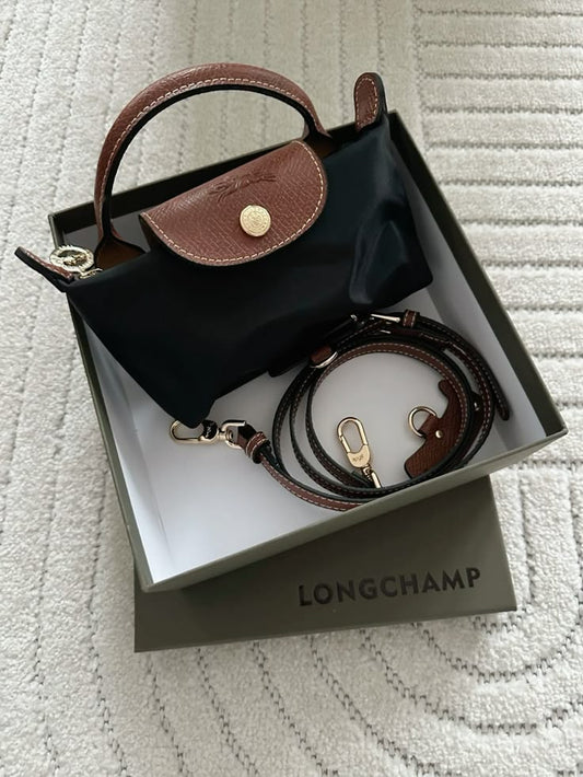 Imported MINI Long Champ Bag black